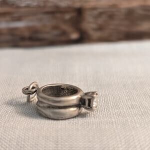 Vintage 925 Sterling Silver CZ Engagement Ring Charm